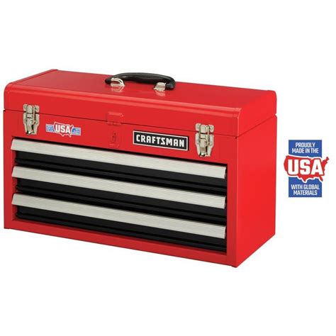 craftsman portable 20-in 3-drawer red steel lockable tool box|CRAFTSMAN Portable 20.5.